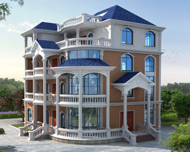 福建莆田市AT1753欧式豪华四层复式大型别墅设计施工图纸17.1mx16.2m